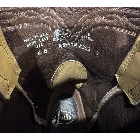 Men’s Justin Tan Ostrich Roper Boots SZ 6 - Picture 9 of 9